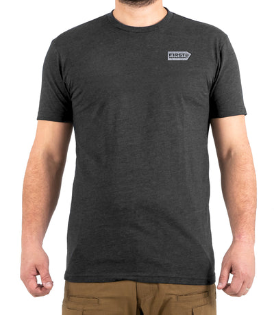 Front of Steel Flag T-Shirt in Charcoal Heather