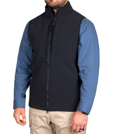 Front 1/4 View of Tactix Softshell Vest in Midnight Navy