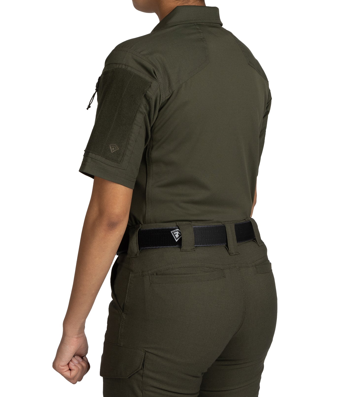 Back of Women's V2 Responder SS Shirt in OD Green