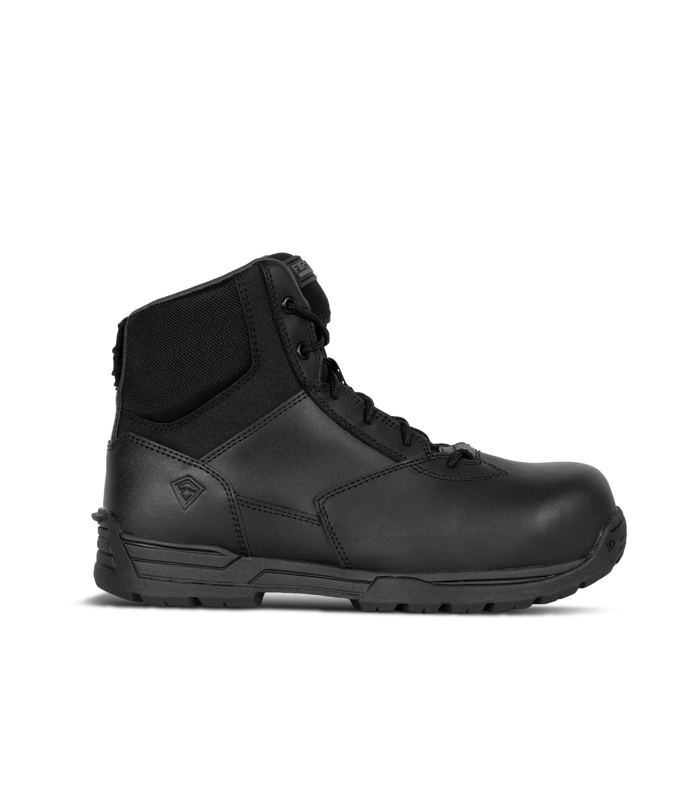 Right Side of the Men's Safety Toe Side-Zip Duty Mid in Black