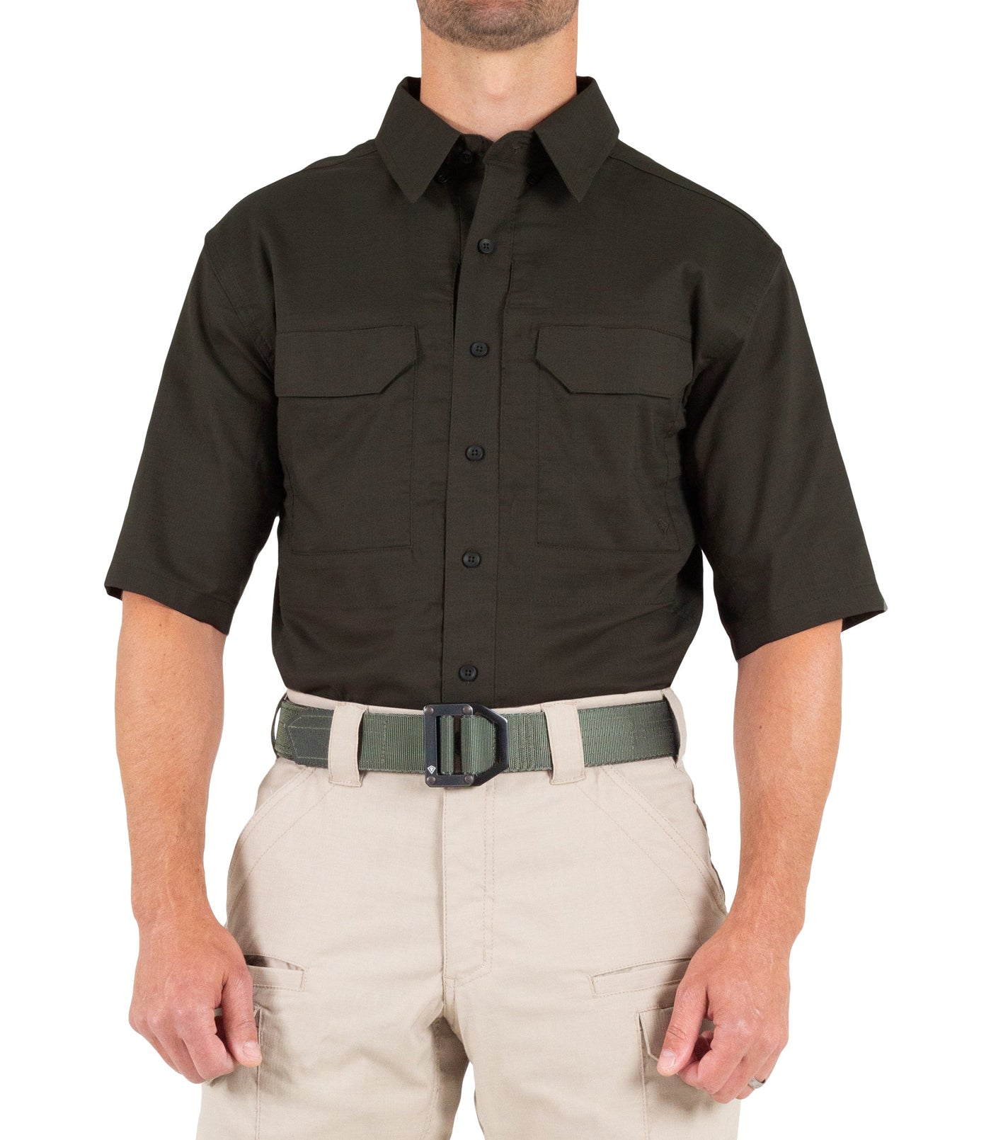 Front of Men's V2 Tactical Short Sleeve Shirt in Kodiak Brown