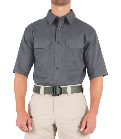 Front of Men's V2 Tactical Short Sleeve Shirt in Wolf Grey