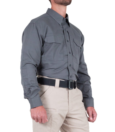 Side of Men's V2 Tactical Long Sleeve Shirt in Wolf Grey