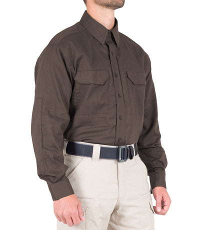 Side of Men's V2 Tactical Long Sleeve Shirt in Kodiak Brown