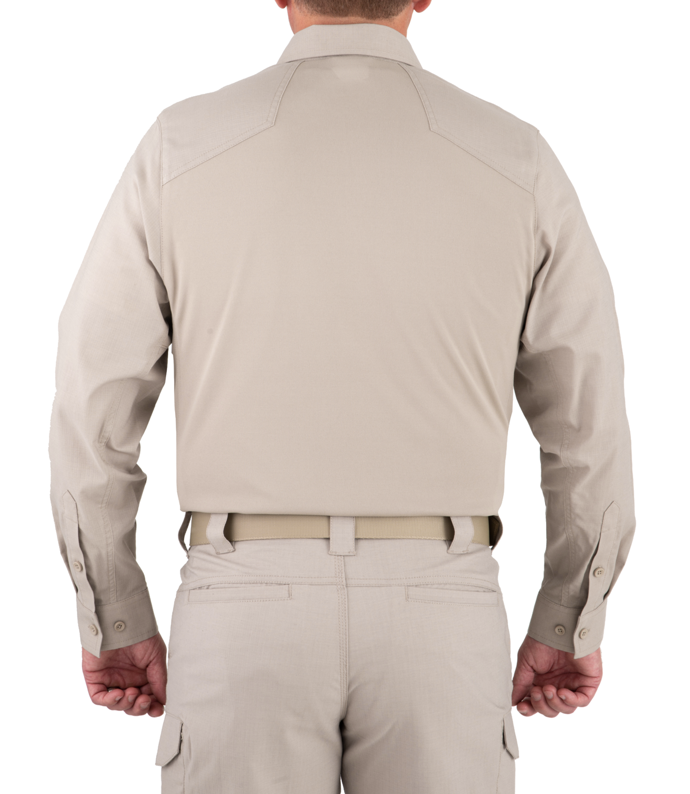 Back of Men's V2 Pro Performance Shirt in Silver Tan