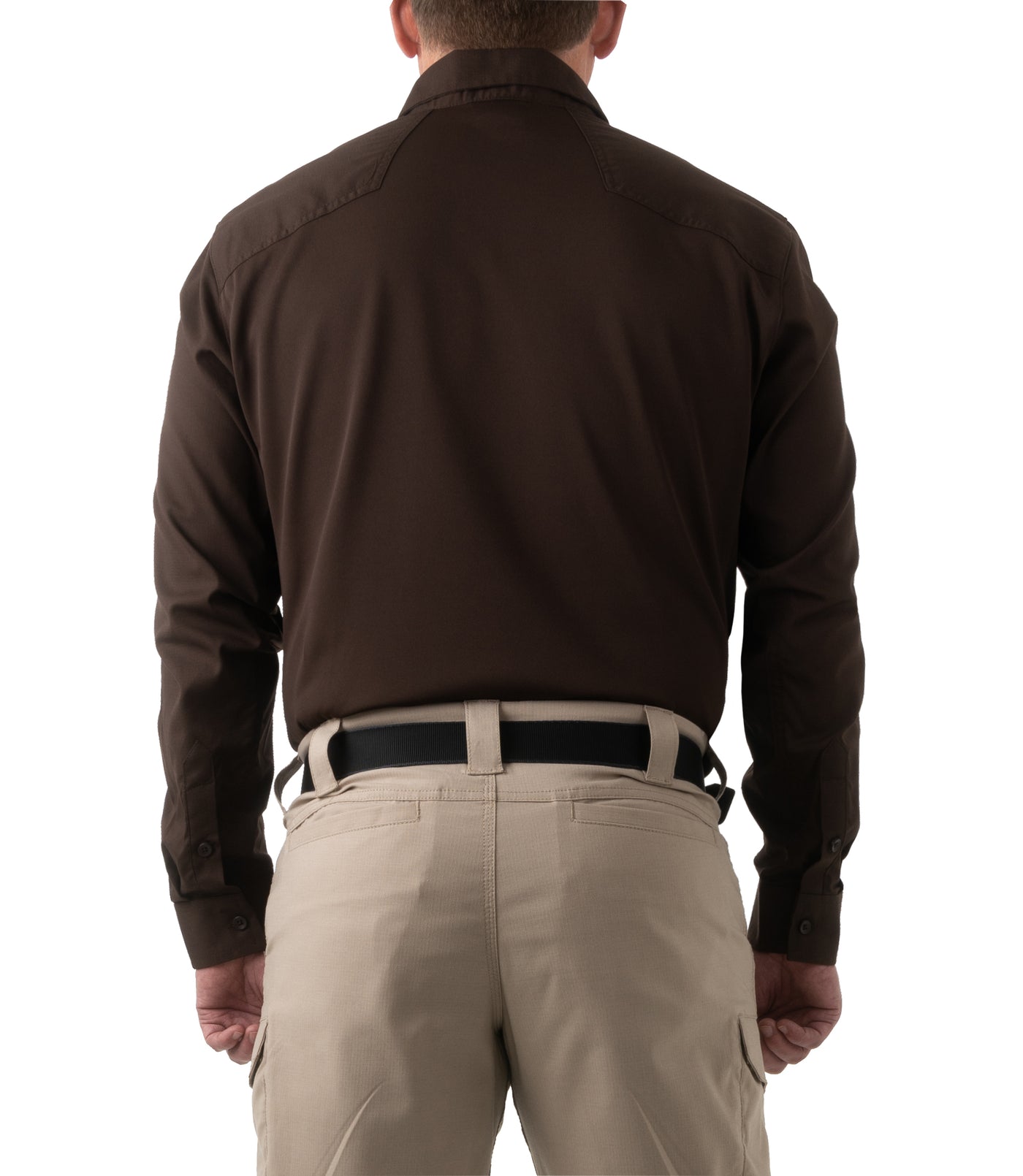 Back of Men's V2 Pro Performance Shirt in Kodiak Brown