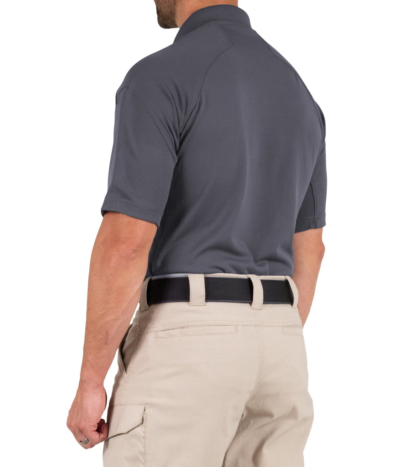 Side of Men's Performance Short Sleeve Polo in Asphalt