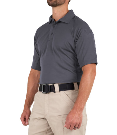 Side of Men's Performance Short Sleeve Polo in Asphalt