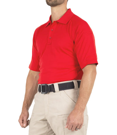 Side of Men's Performance Short Sleeve Polo in Red