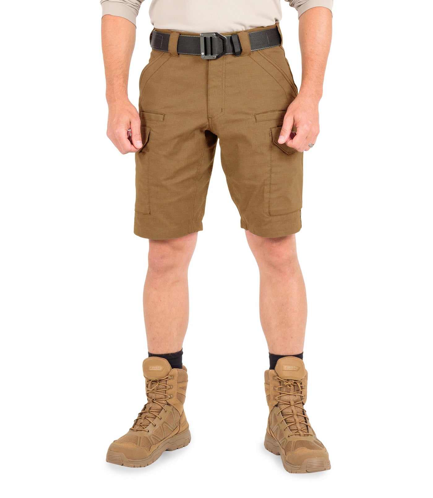 Front of Men's V2 Tactical Short in Coyote Brown