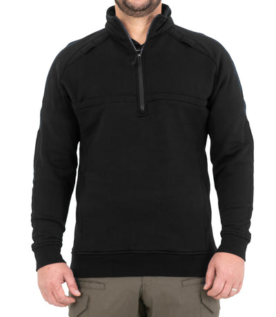 Front of Men’s Cotton Job Shirt Quarter Zip in Black