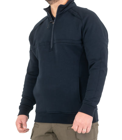 Side of Men’s Cotton Job Shirt Quarter Zip in Midnight Navy