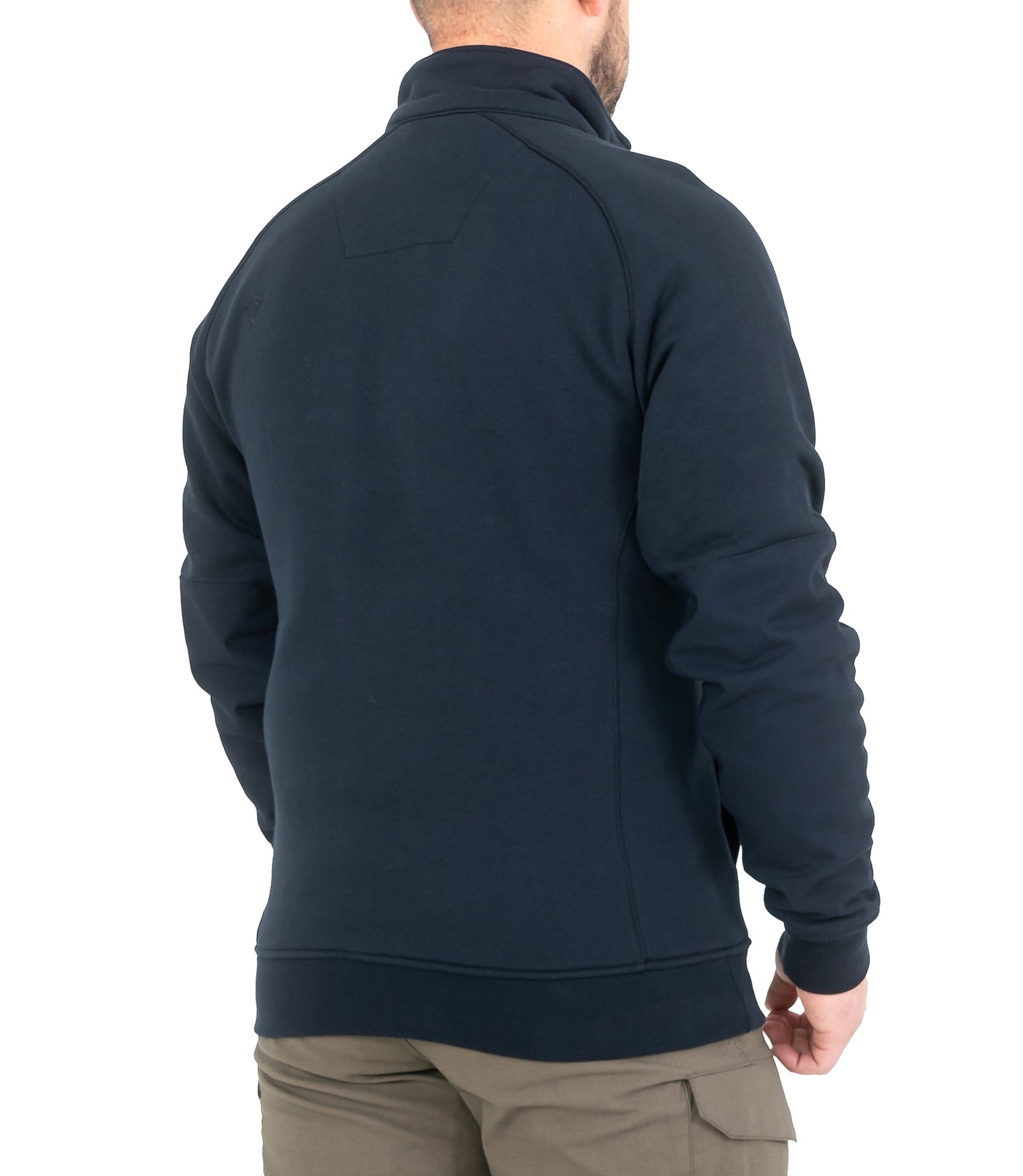 Side of Men’s Cotton Job Shirt Quarter Zip in Midnight Navy