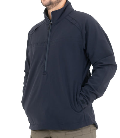 Front Pockets of Men’s Tactix Softshell Pullover in Midnight Navy