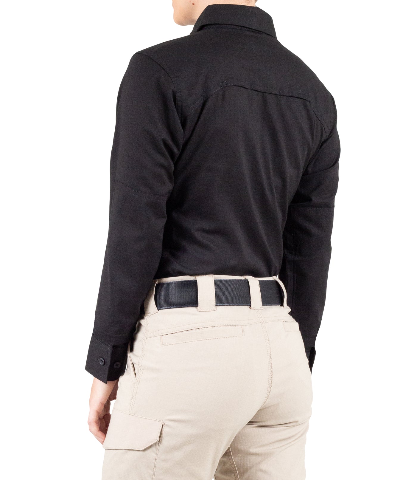 Side of Women's V2 Tactical Long Sleeve Shirt in Black