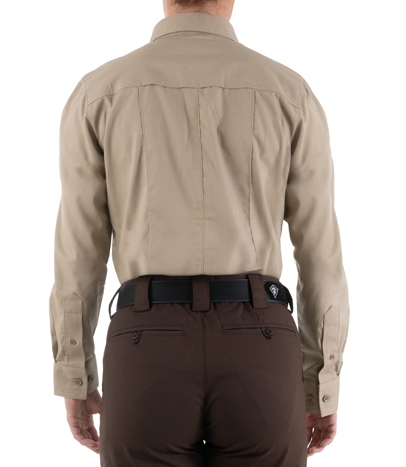 Back of Women's Pro Duty Uniform Shirt in Silver Tan