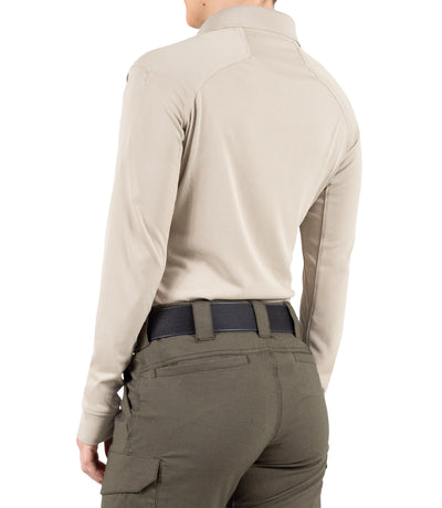 Side of Women's Performance Long Sleeve Polo in Khaki