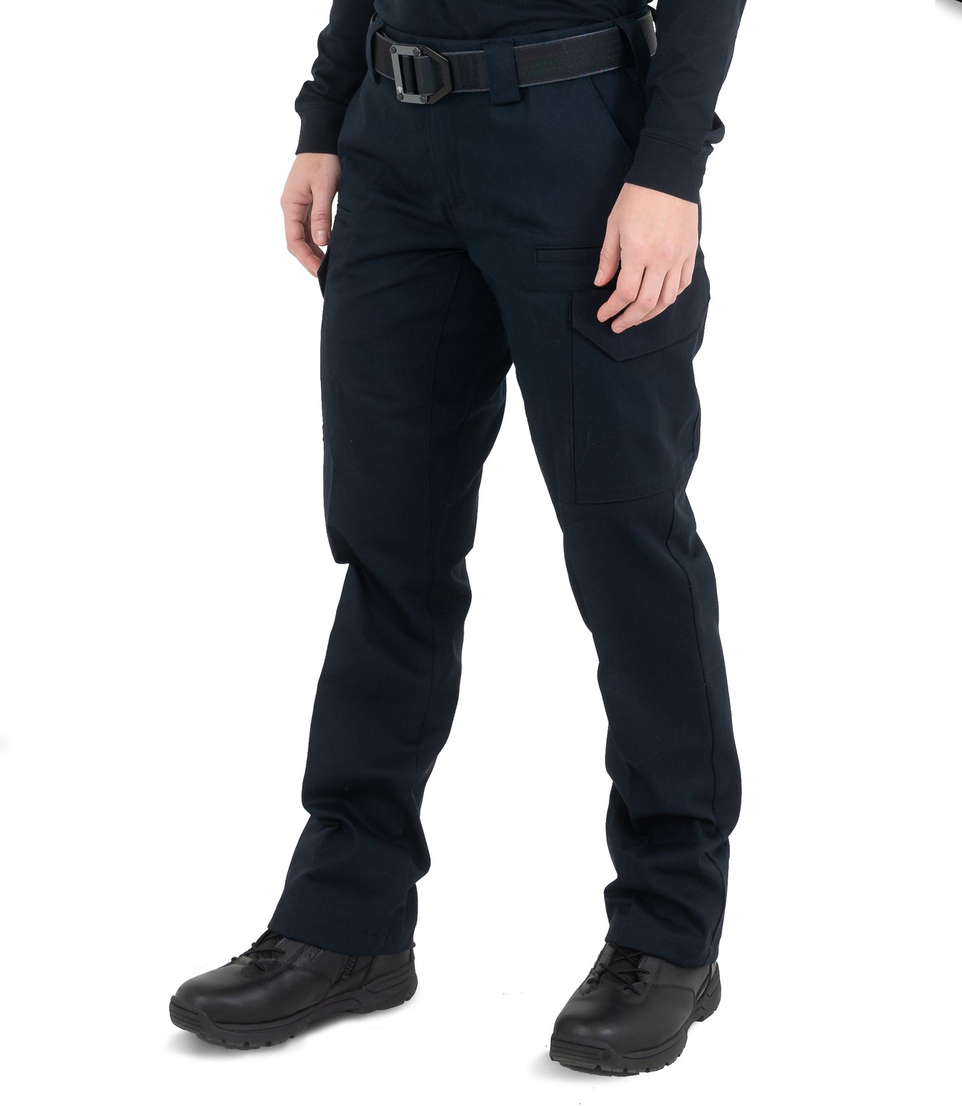 Side of Women's Cotton Cargo Station Pant in Midnight Navy