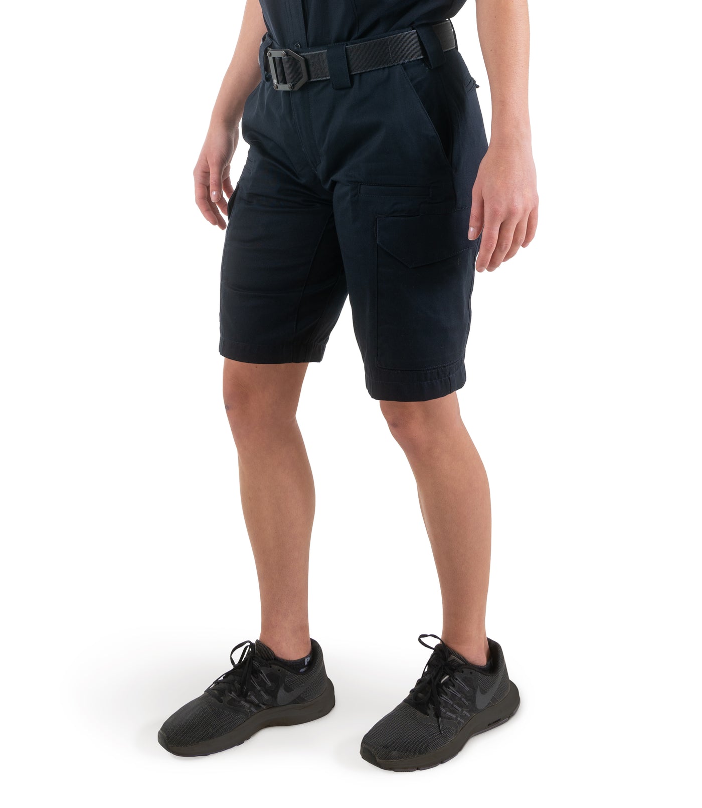 Side of Women's Cotton Station Cargo Short in Midnight Navy