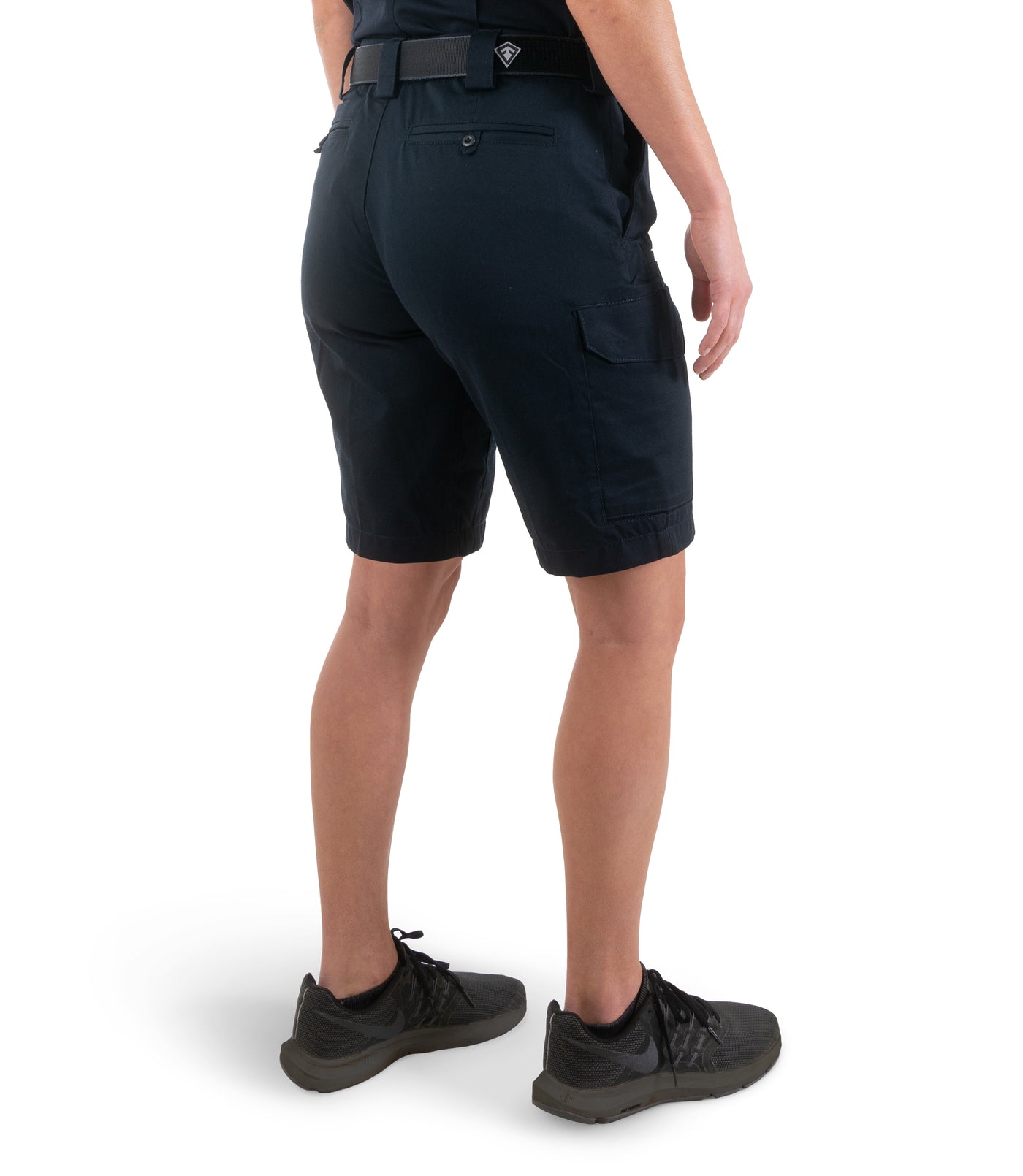 Side of Women's Cotton Station Cargo Short in Midnight Navy