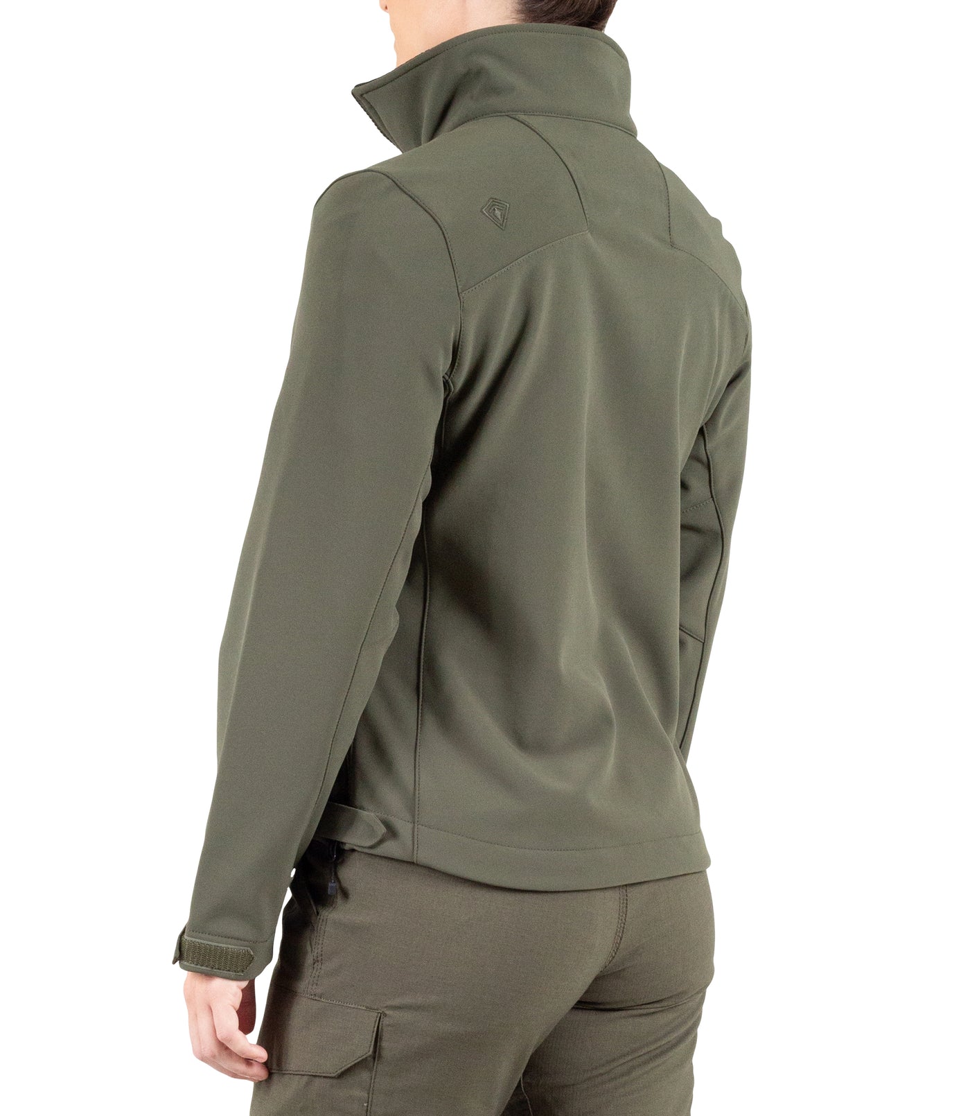 Back of Women’s Tactix Softshell Short Jacket in OD Green