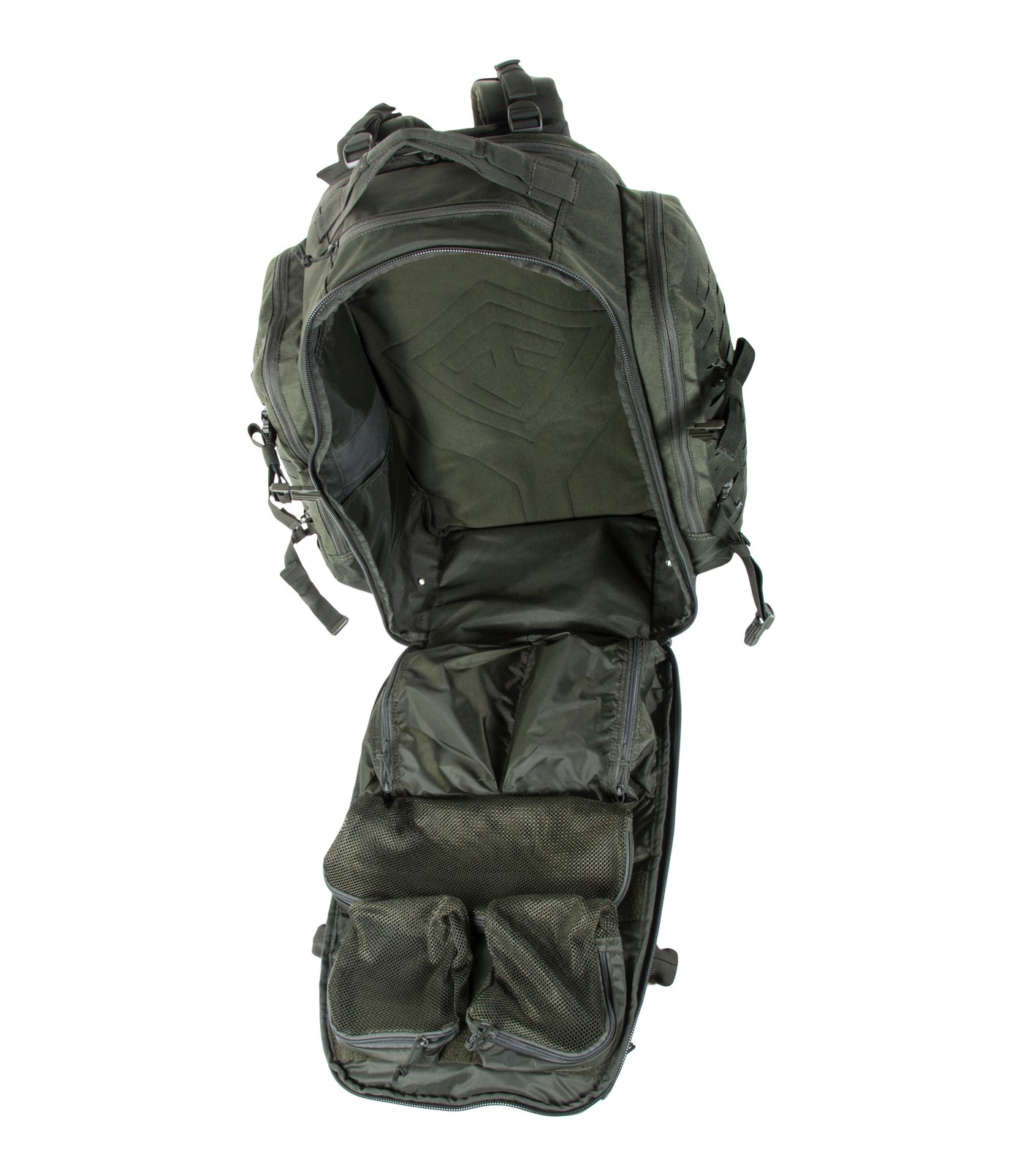 Open Front of Tactix 3-Day Plus Backpack 62L in OD Green