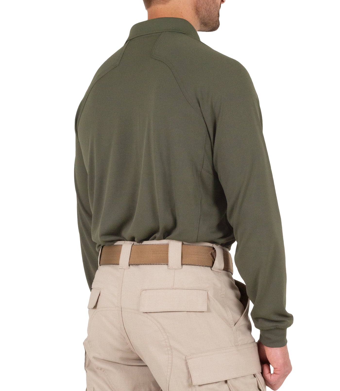 Side of Men's Performance Long Sleeve Polo in OD Green