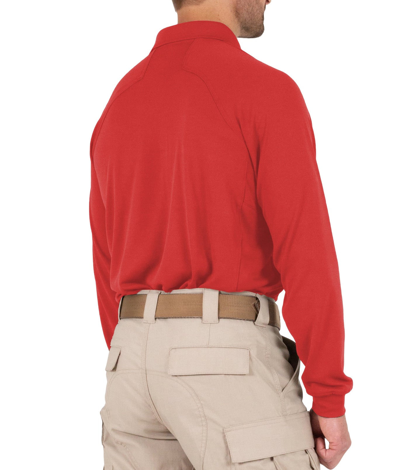 Side of Men's Performance Long Sleeve Polo in Red