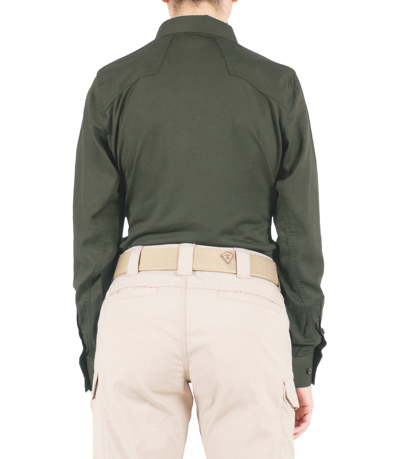 Back of Women's V2 Pro Performance Shirt in OD Green