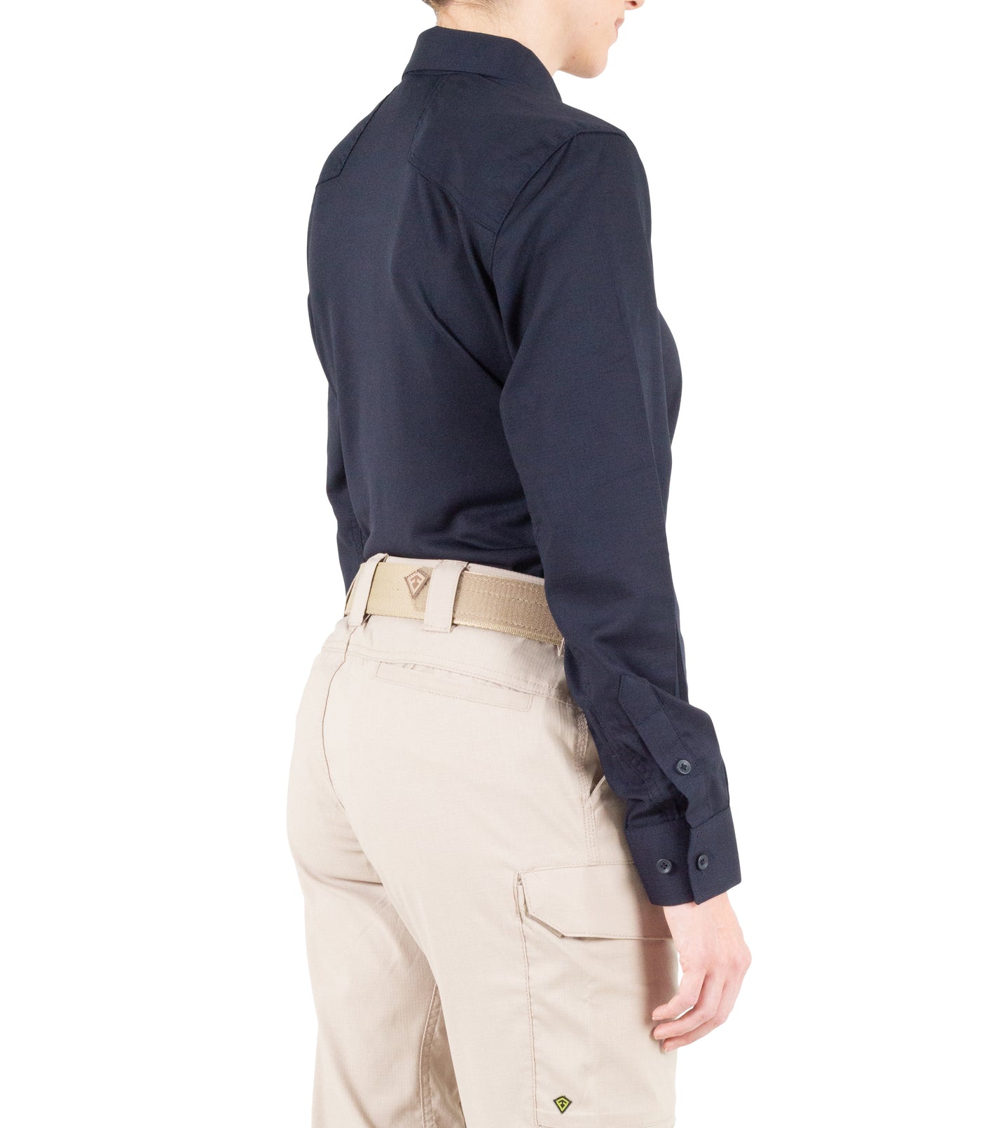 Side of Women's V2 Pro Performance Shirt in Midnight Navy