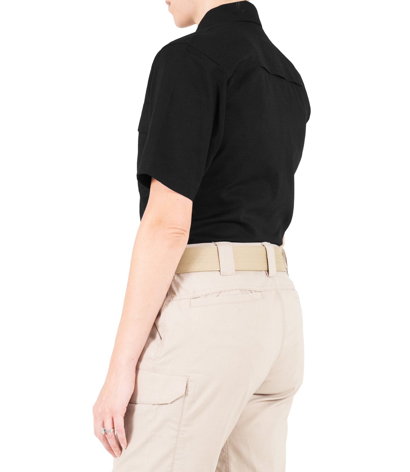 Side of Women's V2 BDU Short Sleeve Shirt in Khaki