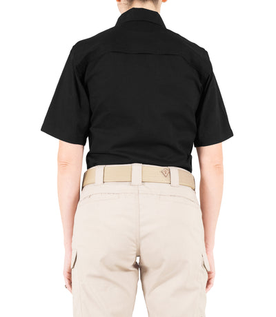 Back of Women's V2 BDU Short Sleeve Shirt in Khaki