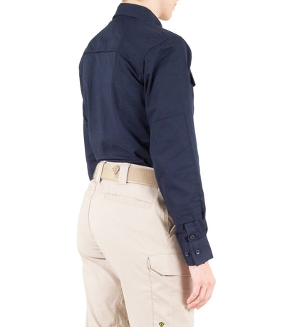 Side of Women's V2 Tactical Long Sleeve Shirt in Midnight Navy