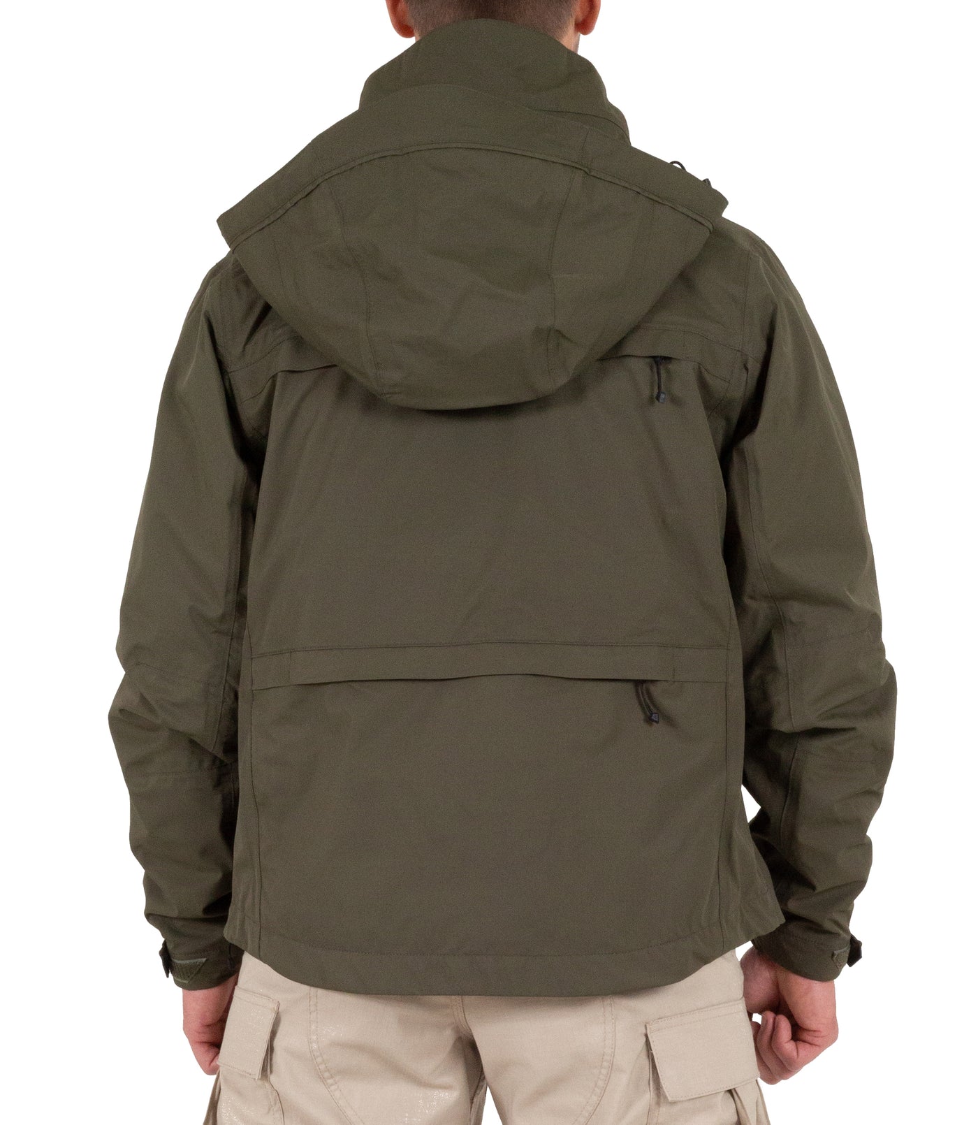 Back of Men’s Tactix System Jacket in OD Green